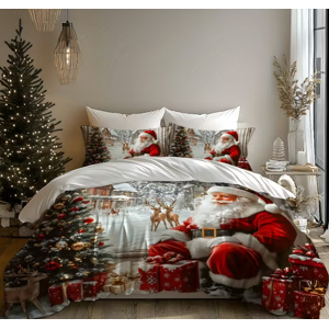 Ibywind (Super King) Santa Gift Christmas Tree Deer Quilt Duvet Cover Double Bedding Set Ibywind (Super King) Santa Gift Christmas Tree Deer Quilt Duvet Cover Double Bedding Set
