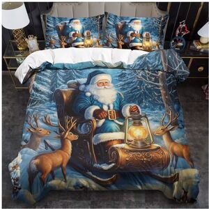 Gaatpot (Super King) Blue Christmas Santa Elks Quilt Duvet Cover Double Bedding Set Pill Gaatpot (Super King) Blue Christmas Santa Elks Quilt Duvet Cover Double Bedding Set Pill