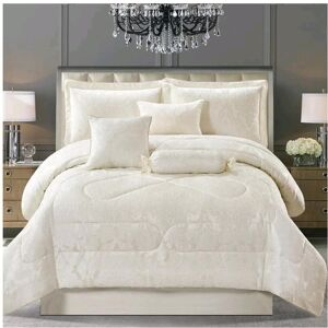 Unbranded (Lucy Cream, Super King) "7-Piece Jacquard Quilted Bedspread Set with Floral Pat Unbranded (Lucy Cream, Super King) "7-Piece Jacquard Quilted Bedspread Set with Floral Pat