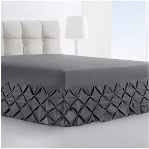 Unbranded (Charcoal, Double) Luxury Pin tuck Valance Sheet 100% Egyptian Cotton 200 Thread Unbranded (Charcoal, Double) Luxury Pin tuck Valance Sheet 100% Egyptian Cotton 200 Thread