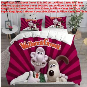 Unbranded (Rose Red, Single(135x200cm)) Wallace Gromit Pattern Print Duvet Cover Pillowcas Unbranded (Rose Red, Single(135x200cm)) Wallace Gromit Pattern Print Duvet Cover Pillowcas