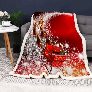 Gr8 Home Xmas Sleigh Fleece Blanket Festive Throw 130x150cm Gr8 Home Xmas Sleigh Fleece Blanket Festive Throw 130x150cm