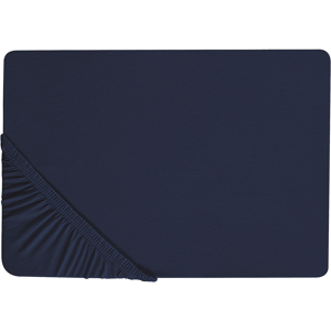 Beliani Fitted Sheet Navy Blue Cotton - 180x200 cm - Bed Cover Beliani Fitted Sheet Navy Blue Cotton - 180x200 cm - Bed Cover