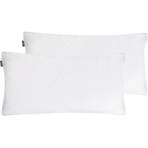 Beliani Set of 2 Bed Pillow White Cotton Duck Down and Feathers - Pillow Set Beliani Set of 2 Bed Pillow White Cotton Duck Down and Feathers - Pillow Set