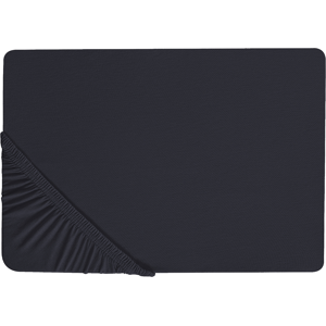 Beliani Fitted Sheet Black Cotton 140 x 200 cm Elastic Edging Solid Pattern for Bedroom - Fitted Sheet Beliani Fitted Sheet Black Cotton 140 x 200 cm Elastic Edging Solid Pattern for Bedroom - Fitted Sheet