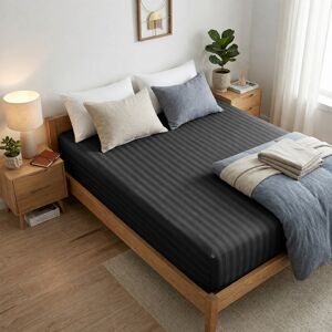 Imperial Rooms (King, Black) Stripe Fitted Bed Sheet 40CM Deep-Extra Deep Hotel Quality Fitted Imperial Rooms (King, Black) Stripe Fitted Bed Sheet 40CM Deep-Extra Deep Hotel Quality Fitted