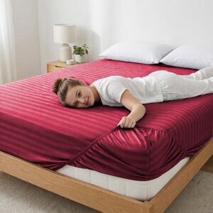 Imperial Rooms (King, Red) Stripe Fitted Bed Sheet 40CM Deep-Extra Deep Hotel Quality Fitted Sh Imperial Rooms (King, Red) Stripe Fitted Bed Sheet 40CM Deep-Extra Deep Hotel Quality Fitted Sh