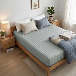 Imperial Rooms (Single, Grey) Stripe Fitted Bed Sheet 40CM Deep-Extra Deep Hotel Quality Fitted Imperial Rooms (Single, Grey) Stripe Fitted Bed Sheet 40CM Deep-Extra Deep Hotel Quality Fitted