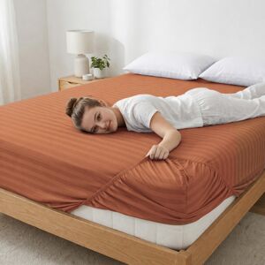 Imperial Rooms (Single, Rust) Stripe Fitted Bed Sheet 40CM Deep-Extra Deep Hotel Quality Fitted Imperial Rooms (Single, Rust) Stripe Fitted Bed Sheet 40CM Deep-Extra Deep Hotel Quality Fitted