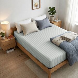 Imperial Rooms (King, Silver) Stripe Fitted Bed Sheet 40CM Deep-Extra Deep Hotel Quality Fitted Imperial Rooms (King, Silver) Stripe Fitted Bed Sheet 40CM Deep-Extra Deep Hotel Quality Fitted