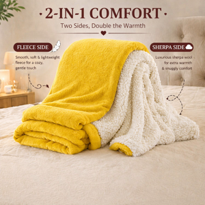 Oxford Homeware (Ochre, King (200 x 240 cm)) Luxury Super Soft Sherpa Fleece Blanket Faux Fur So Oxford Homeware (Ochre, King (200 x 240 cm)) Luxury Super Soft Sherpa Fleece Blanket Faux Fur So