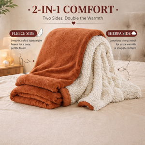 Oxford Homeware (Rust, Super King (230 x 270 cm)) Luxury Super Soft Sherpa Fleece Blanket Faux F Oxford Homeware (Rust, Super King (230 x 270 cm)) Luxury Super Soft Sherpa Fleece Blanket Faux F