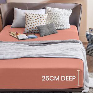 ASPIRE HOMEWARE (Peach, Super King) 25cm Deep Fitted Bed Sheet Single Double King Stretchable Pl ASPIRE HOMEWARE (Peach, Super King) 25cm Deep Fitted Bed Sheet Single Double King Stretchable Pl