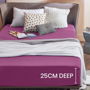 ASPIRE HOMEWARE (Purple, Single) 25cm Deep Fitted Bed Sheet Single Double King Stretchable Plain ASPIRE HOMEWARE (Purple, Single) 25cm Deep Fitted Bed Sheet Single Double King Stretchable Plain