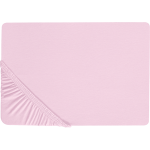Beliani Pink Cotton Fitted Sheet - 140x200cm - Classic Style Beliani Pink Cotton Fitted Sheet - 140x200cm - Classic Style
