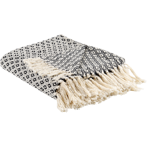 Beliani Cotton Geometric Pattern Blanket - 125 x 150 cm Beliani Cotton Geometric Pattern Blanket - 125 x 150 cm