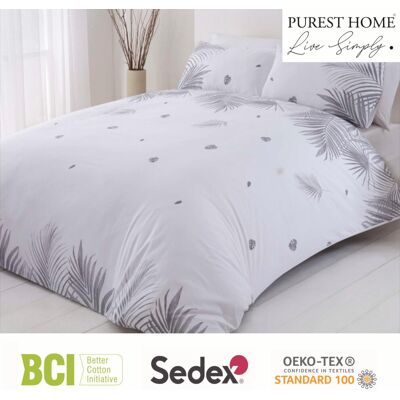 Rapport Home - Tropics Palm Leaves - Grey - Duvet Cover Set Rapport Home - Tropics Palm Leaves - Grey - Duvet Cover Set
