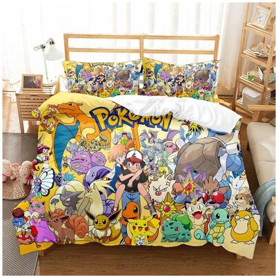 Unbranded (Single-135*200, 10) Pokémon Cartoon Bedding Single Double Quilt Cover 3D Cartoo Unbranded (Single-135*200, 10) Pokémon Cartoon Bedding Single Double Quilt Cover 3D Cartoo