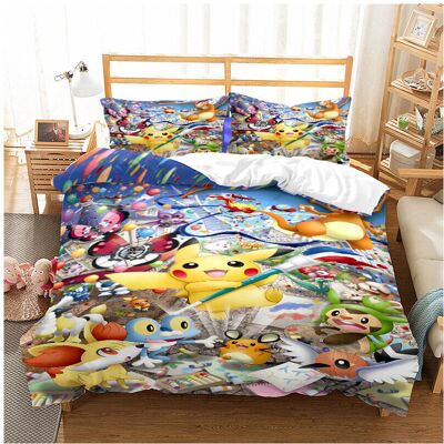 Unbranded (Double-200*200, 25) Pokémon Cartoon Bedding Single Double Quilt Cover 3D Cartoo Unbranded (Double-200*200, 25) Pokémon Cartoon Bedding Single Double Quilt Cover 3D Cartoo