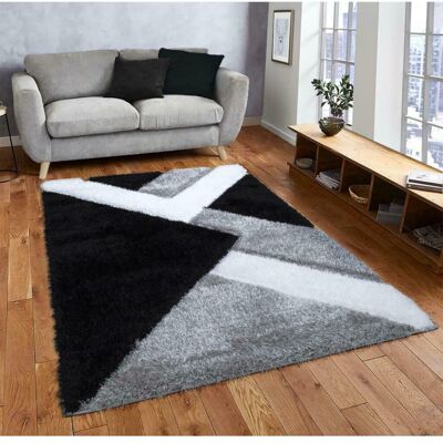 Milano (Black-White, 80 x 150 cm ) Modern Shaggy Hallway Runner Living Room NOVA Rugs Milano (Black-White, 80 x 150 cm ) Modern Shaggy Hallway Runner Living Room NOVA Rugs