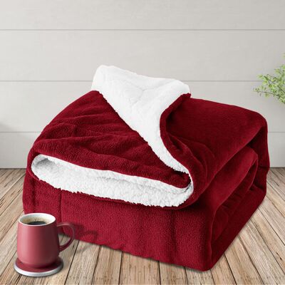 Oxford Homeware (Burgundy Red, SINGLE: 130cm x 150cm) Sherpa Mink Blanket Reversible Throw Singl Oxford Homeware (Burgundy Red, SINGLE: 130cm x 150cm) Sherpa Mink Blanket Reversible Throw Singl