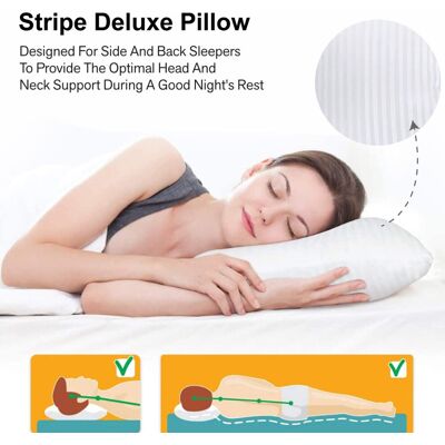 Imperial Rooms (Stripe Filled Pillow) Pack of 2 Pillows Stripe Luxury Memory Foam Single Pillow Imperial Rooms (Stripe Filled Pillow) Pack of 2 Pillows Stripe Luxury Memory Foam Single Pillow