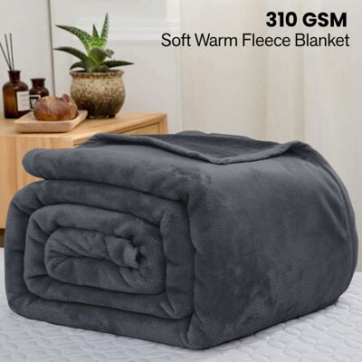 ASPIRE HOMEWARE - Grey Blanket - King - Fleece - Blanket ASPIRE HOMEWARE - Grey Blanket - King - Fleece - Blanket
