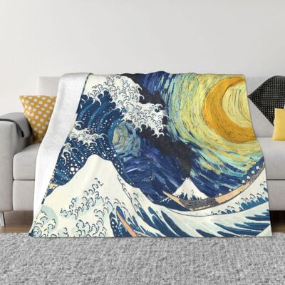 Unbranded Starry Night Over The Great Wave Off Bedspreads For Double Bed For Double Bed Co Unbranded Starry Night Over The Great Wave Off Bedspreads For Double Bed For Double Bed Co