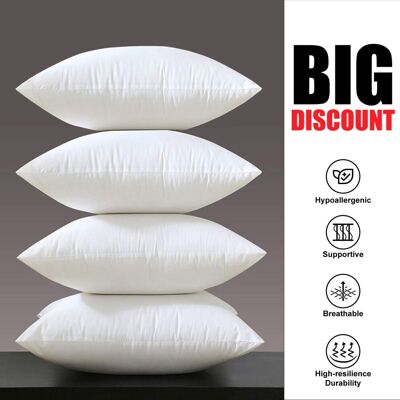 ASPIRE HOMEWARE (Cushion Fillings x4) Luxury Firm Pillows Soft Bed Neck Pillow 4-Pack ASPIRE HOMEWARE (Cushion Fillings x4) Luxury Firm Pillows Soft Bed Neck Pillow 4-Pack