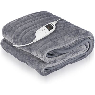 GEEPAS (130x160 cm Over Blanket) Grey Electric Throw Heated Fleece Over Blanket GEEPAS (130x160 cm Over Blanket) Grey Electric Throw Heated Fleece Over Blanket