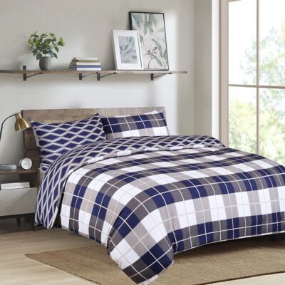 Yorkshire Bedding (Navy Check, King) Reversible Microfiber Quilt Duvet Cover Bedding Set Single Do Yorkshire Bedding (Navy Check, King) Reversible Microfiber Quilt Duvet Cover Bedding Set Single Do