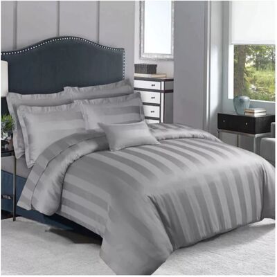 SUPREME BEDDING LTD (GREY, KING) Stripe Duvet Quilt Cover Set Single Double King SUPREME BEDDING LTD (GREY, KING) Stripe Duvet Quilt Cover Set Single Double King