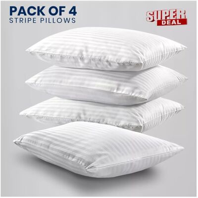 Imperial Rooms (4-Pack Stripe Pillows) Luxury Hotel Quality Stripe Pillow For Bed, Sleeping Sta Imperial Rooms (4-Pack Stripe Pillows) Luxury Hotel Quality Stripe Pillow For Bed, Sleeping Sta