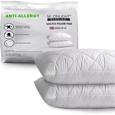Moonlight Bedding Limited (QUILTED PILLOW X 2) Luxury Pillows Pair Super Soft Memory Foam Pillows Moonlight Bedding Limited (QUILTED PILLOW X 2) Luxury Pillows Pair Super Soft Memory Foam Pillows