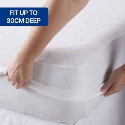 Yorkshire Bedding (Single) Waterproof Terry Mattress Protector 30cm Bed Cover Yorkshire Bedding (Single) Waterproof Terry Mattress Protector 30cm Bed Cover