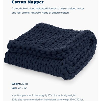 Bearaby Cotton Hand-Knit Weighted Blankets for Adults - Chunky Knit Blanket - Su Bearaby Cotton Hand-Knit Weighted Blankets for Adults - Chunky Knit Blanket - Su
