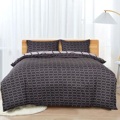 Yorkshire Bedding (Black Grey Wave, Single) Reversible Microfiber Quilt Duvet Cover Bedding Set Si Yorkshire Bedding (Black Grey Wave, Single) Reversible Microfiber Quilt Duvet Cover Bedding Set Si
