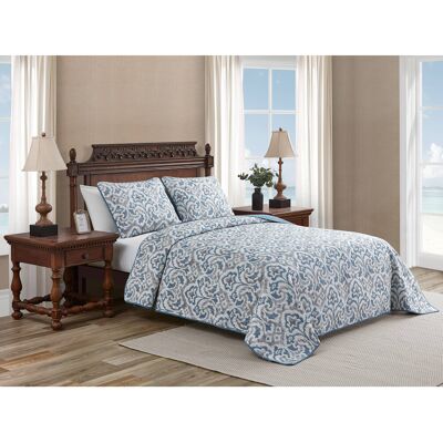 Tommy Bahama - Queen Quilt Set Reversible Cotton Bedding with Matching Sham Su Tommy Bahama - Queen Quilt Set Reversible Cotton Bedding with Matching Sham Su