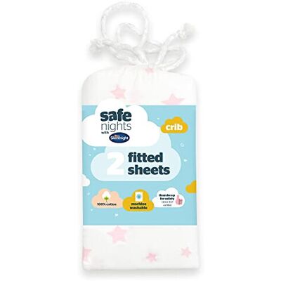 Silentnight Safe Nights Crib Fitted Sheets, Jersey Cotton, 2-Pack Silentnight Safe Nights Crib Fitted Sheets, Jersey Cotton, 2-Pack