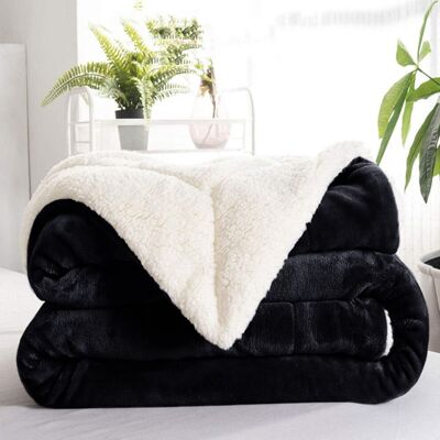 Moonlight Bedding Limited (Double Sherpa, Black) 480GSM Thick Reversible Weighted Fleece Blanket Throw Moonlight Bedding Limited (Double Sherpa, Black) 480GSM Thick Reversible Weighted Fleece Blanket Throw