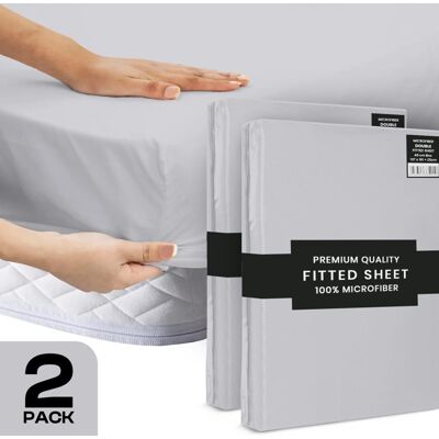 SUPREME BEDDING LTD (Pack of 2 - Single (90x190cm), Silver) 25cm Extra Deep Fitted Bed Sheet & Pillo SUPREME BEDDING LTD (Pack of 2 - Single (90x190cm), Silver) 25cm Extra Deep Fitted Bed Sheet & Pillo