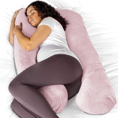 (Pink & Grey) Aamira Pregnancy Pillow U-Shaped Shredded Memory Foam Full Body Ma (Pink & Grey) Aamira Pregnancy Pillow U-Shaped Shredded Memory Foam Full Body Ma