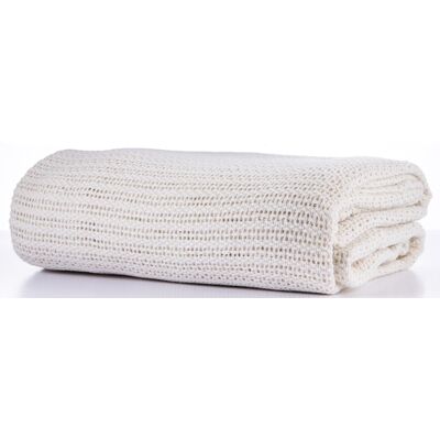 Snugglemore 100% Cotton Cellular Blanket with plain hemmed finish (Cream, Double Snugglemore 100% Cotton Cellular Blanket with plain hemmed finish (Cream, Double
