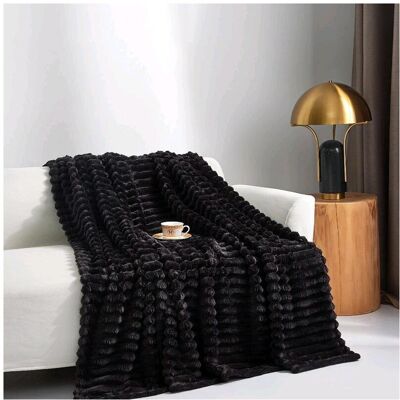 Unbranded (Black, King 200×240cm) Super Soft Faux Fur Ribbed Fleece Throw Blanket – Winter Unbranded (Black, King 200×240cm) Super Soft Faux Fur Ribbed Fleece Throw Blanket – Winter