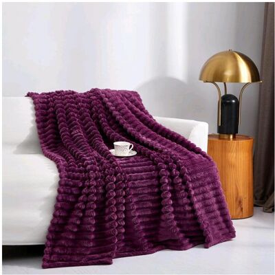 Unbranded (Aubergine, King 200×240cm) Super Soft Faux Fur Ribbed Fleece Throw Blanket – Wi Unbranded (Aubergine, King 200×240cm) Super Soft Faux Fur Ribbed Fleece Throw Blanket – Wi