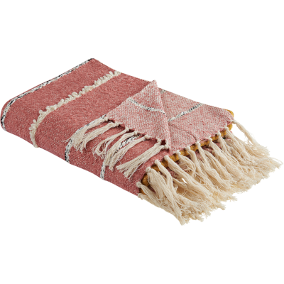 Beliani Blanket NAIKHU Cotton 130 x 170 cm Light Red Beliani Blanket NAIKHU Cotton 130 x 170 cm Light Red