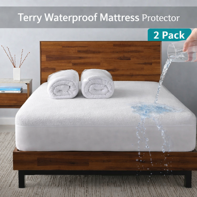 BedLooms (Pack of 2, Double) Waterproof Mattress Protector - Terry Towel Fitted Bed Cover BedLooms (Pack of 2, Double) Waterproof Mattress Protector - Terry Towel Fitted Bed Cover