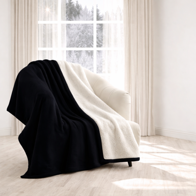Imperial Rooms Black Large Reversible Sherpa Throw Blanket - Blanket Imperial Rooms Black Large Reversible Sherpa Throw Blanket - Blanket