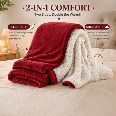 Oxford Homeware (Burgundy, King (200 x 240 cm)) Luxury Super Soft Sherpa Fleece Blanket Faux Fur Oxford Homeware (Burgundy, King (200 x 240 cm)) Luxury Super Soft Sherpa Fleece Blanket Faux Fur
