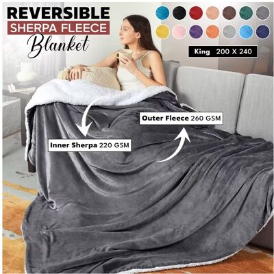 ASPIRE HOMEWARE (Single Sherpa Blankets, Grey -Sherpa Blanket) Sherpa Fleece Blankets Reversible ASPIRE HOMEWARE (Single Sherpa Blankets, Grey -Sherpa Blanket) Sherpa Fleece Blankets Reversible